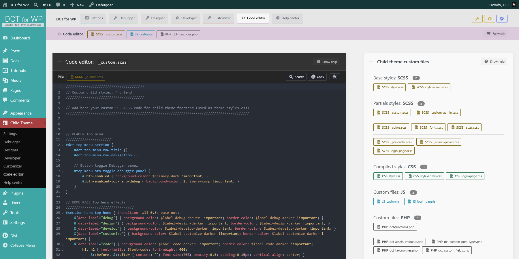 DCT Code editor - Code editor