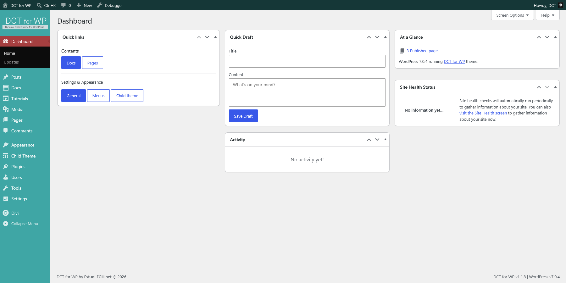 DCT Customizer - Admin panel - after