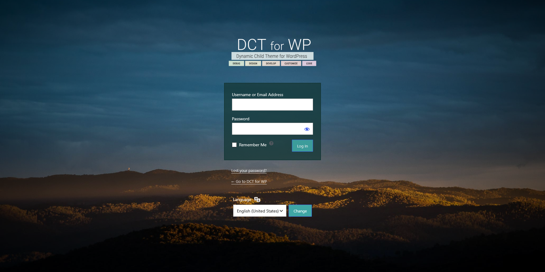 DCT Customizer - Login page - after