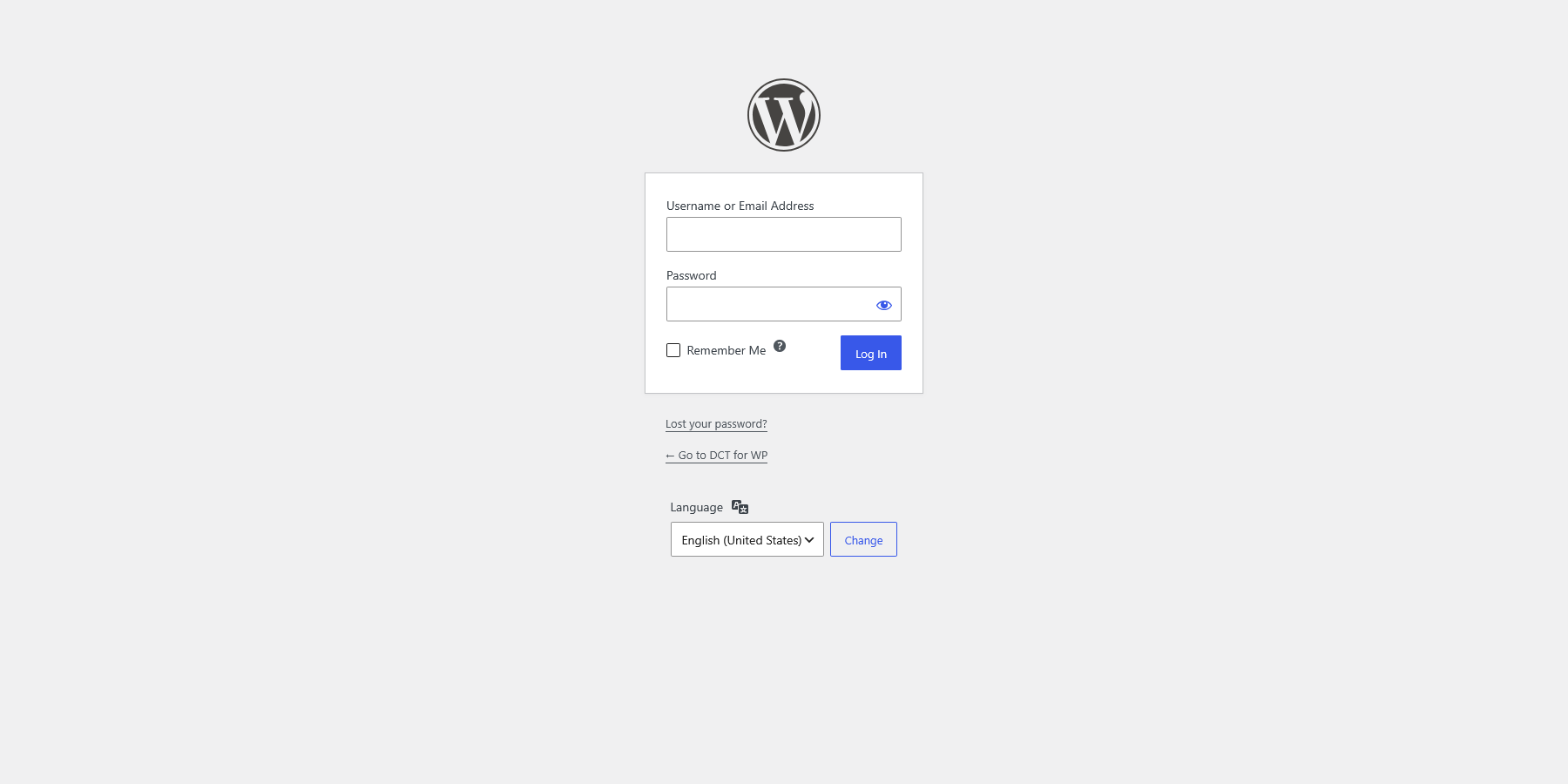 DCT Customizer - Login page - before