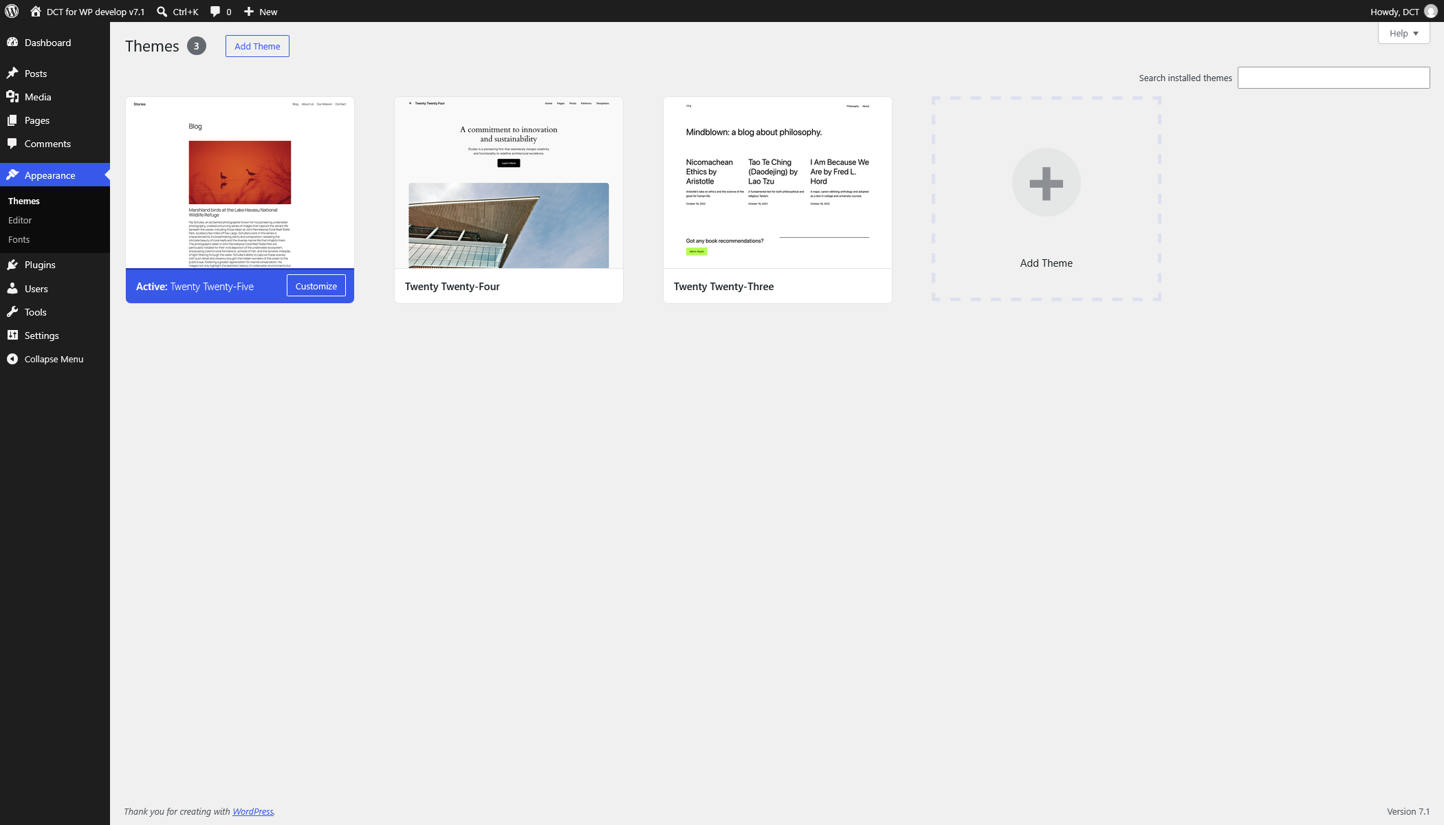DCT Installation - 1 Themes